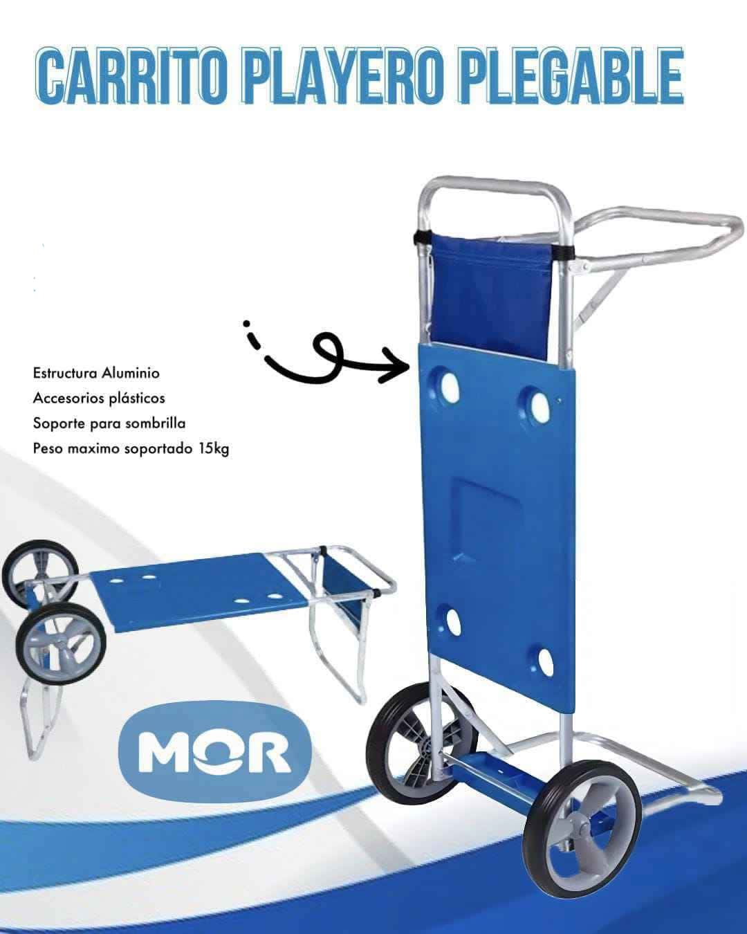 Carrito de Playa Negro de Aluminio MOR