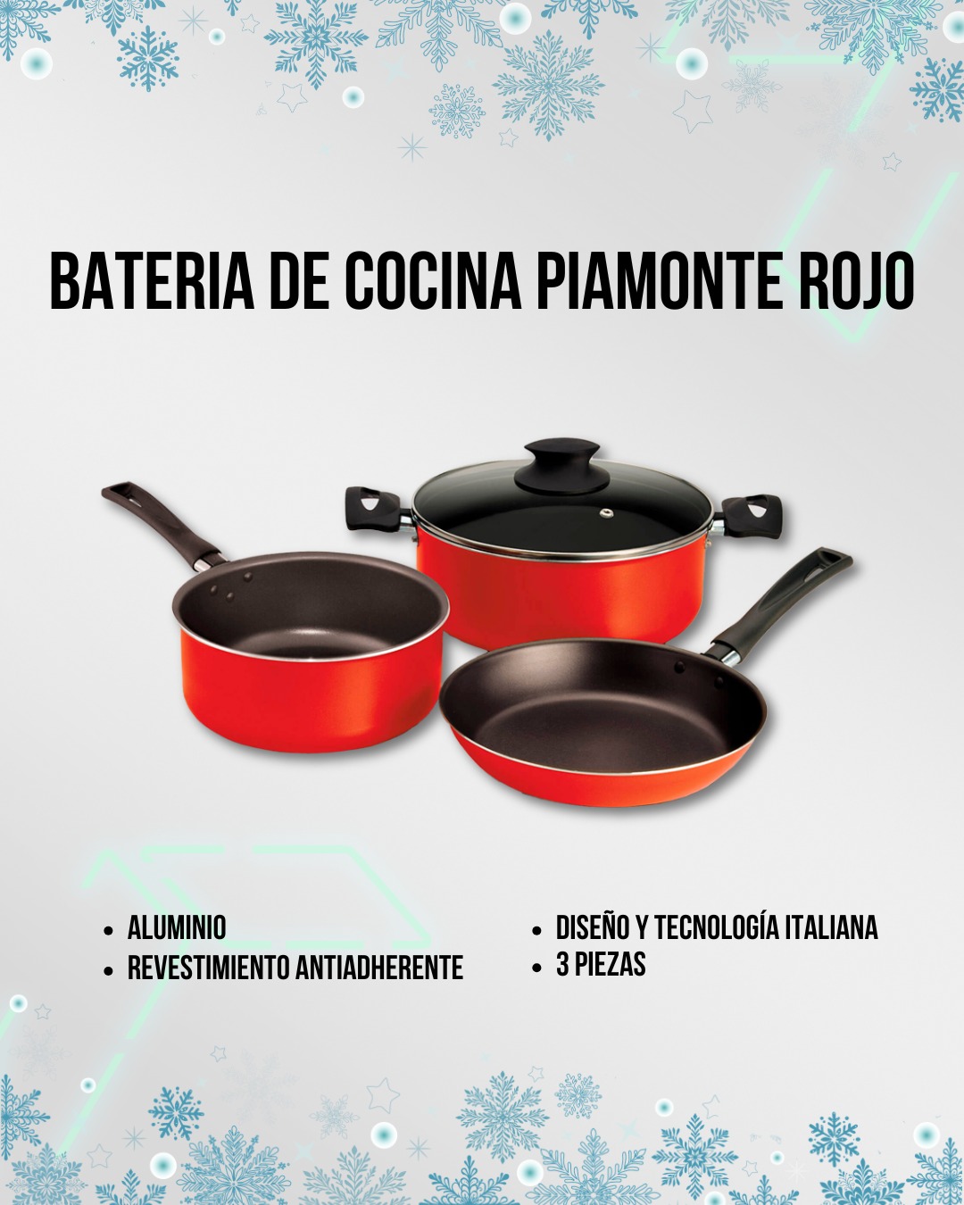 Set de Cocina Ollas + Sartén Antiadherente 4 Ps Piamonte Rojo