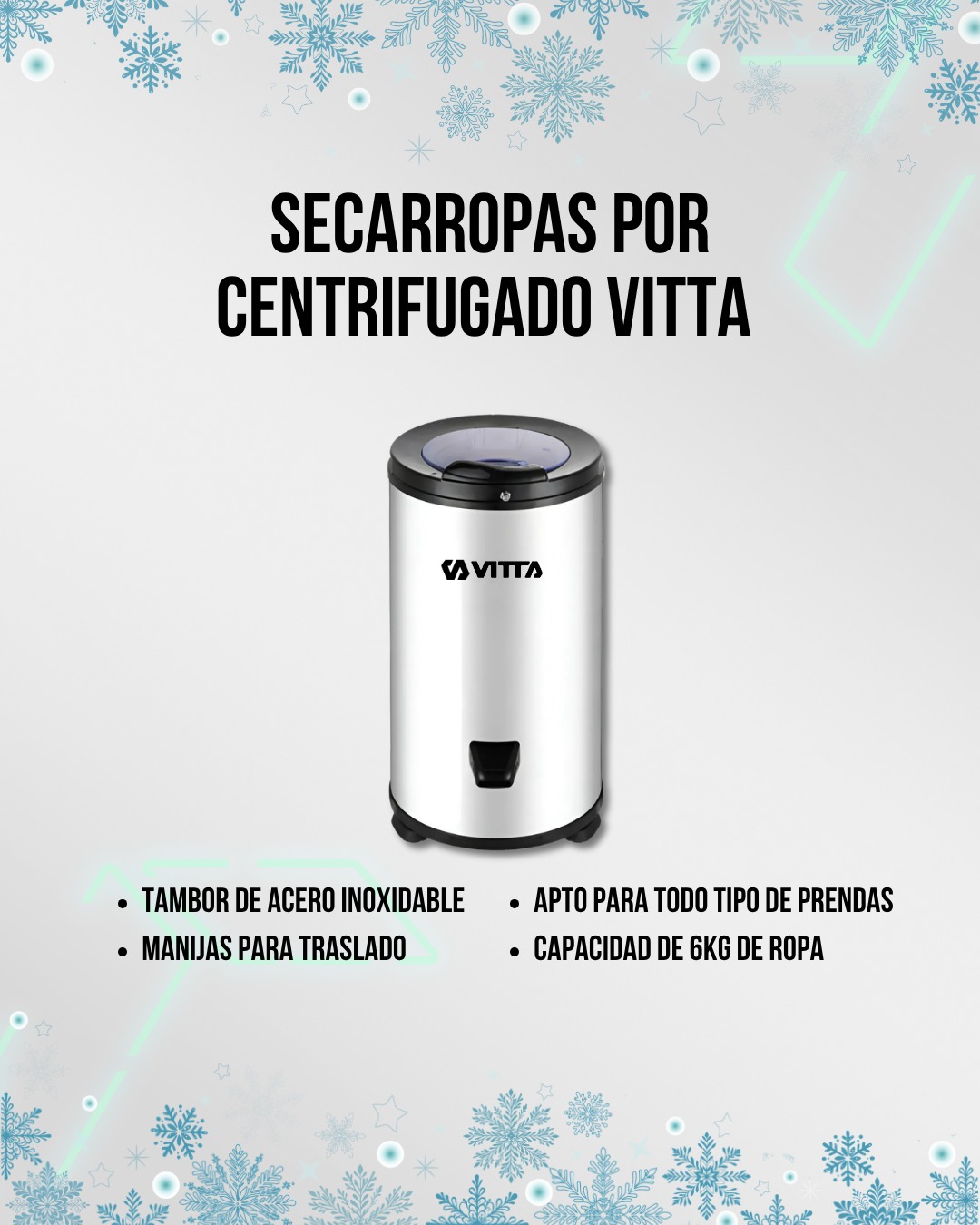 Secarropas Centrifugado Vitta 6Kg 2800 RPM Silver