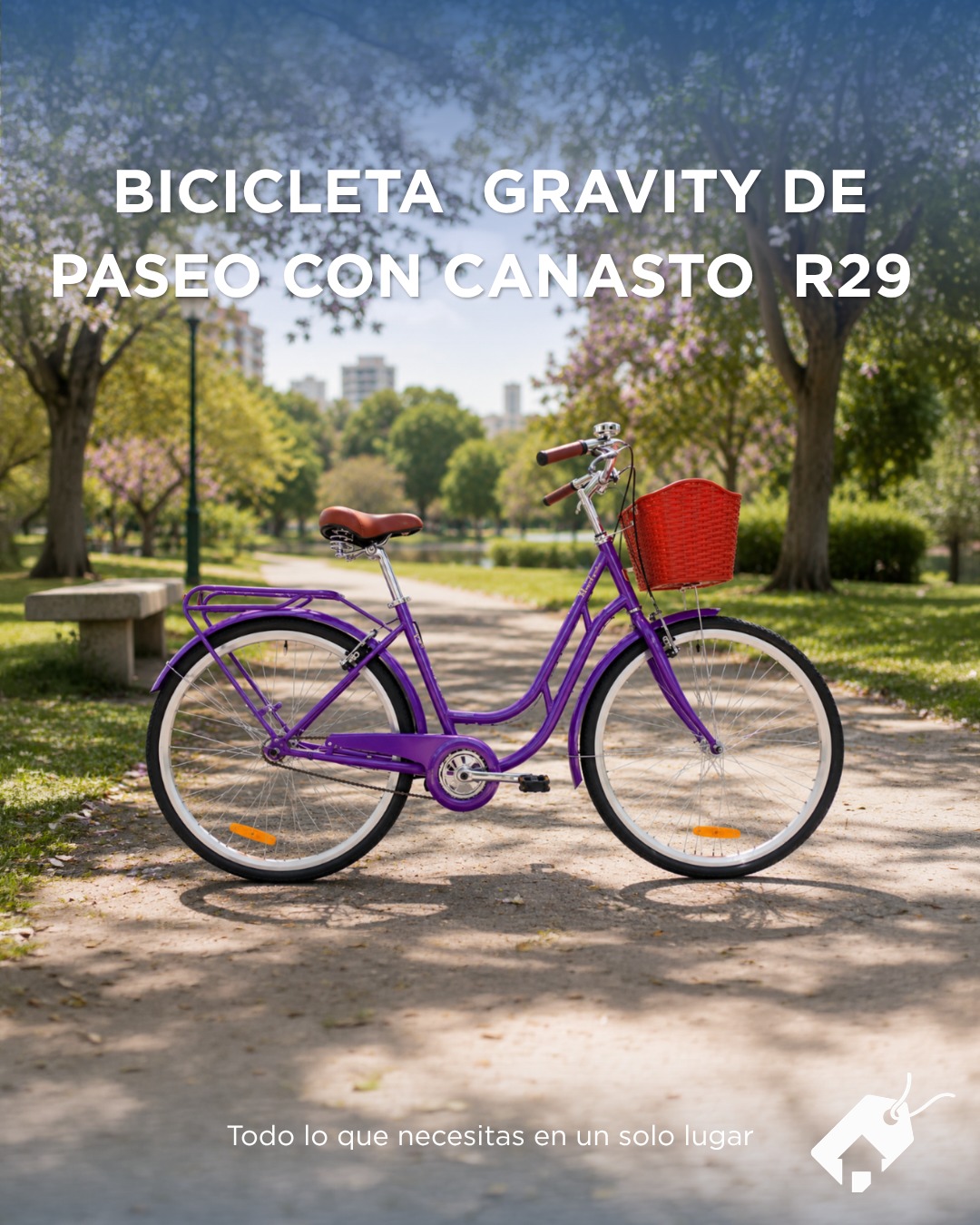 Bicicleta MTB Gravity Madam de Paseo con Canasto Mujer Rodado 29 Violeta