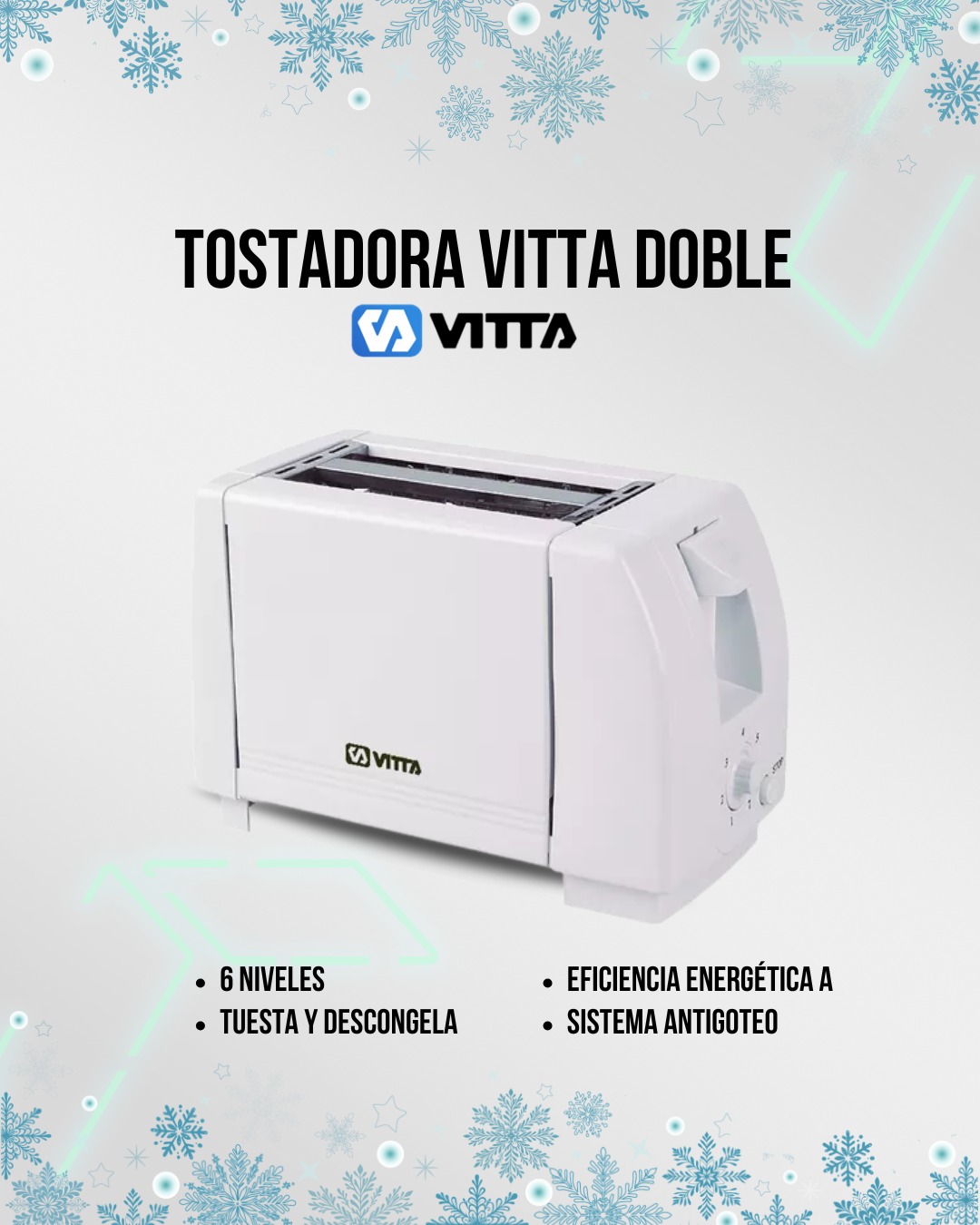 Tostadora Electricas 2 Panes Vitta 6 Niveles 800w Blanca Blanco
