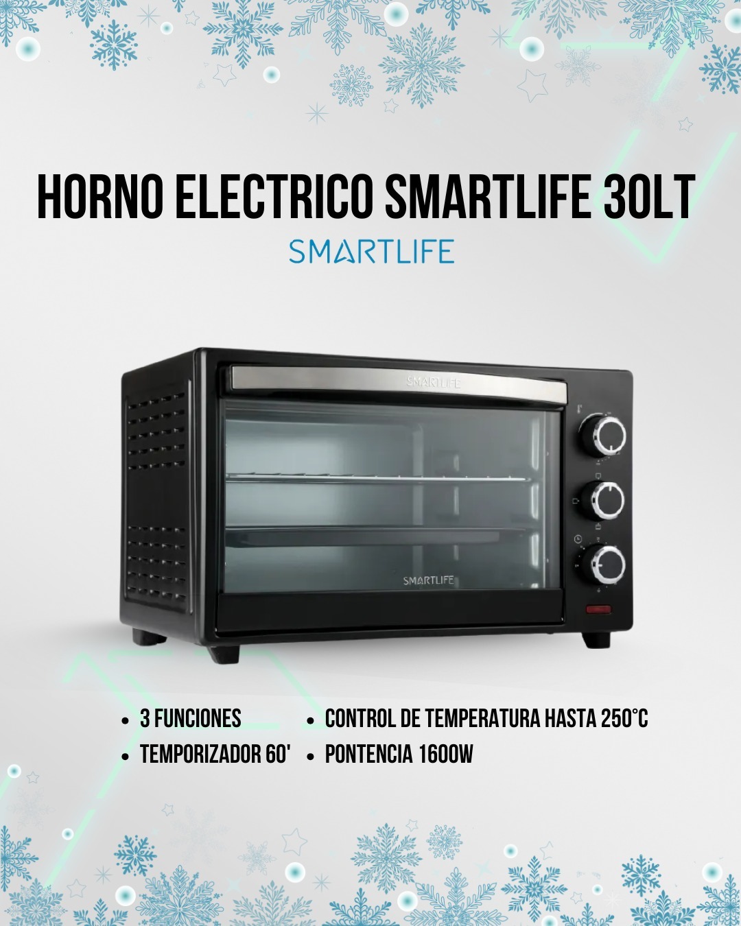 Horno Eléctrico Smartlife 30 Litros SL-GO0030PN