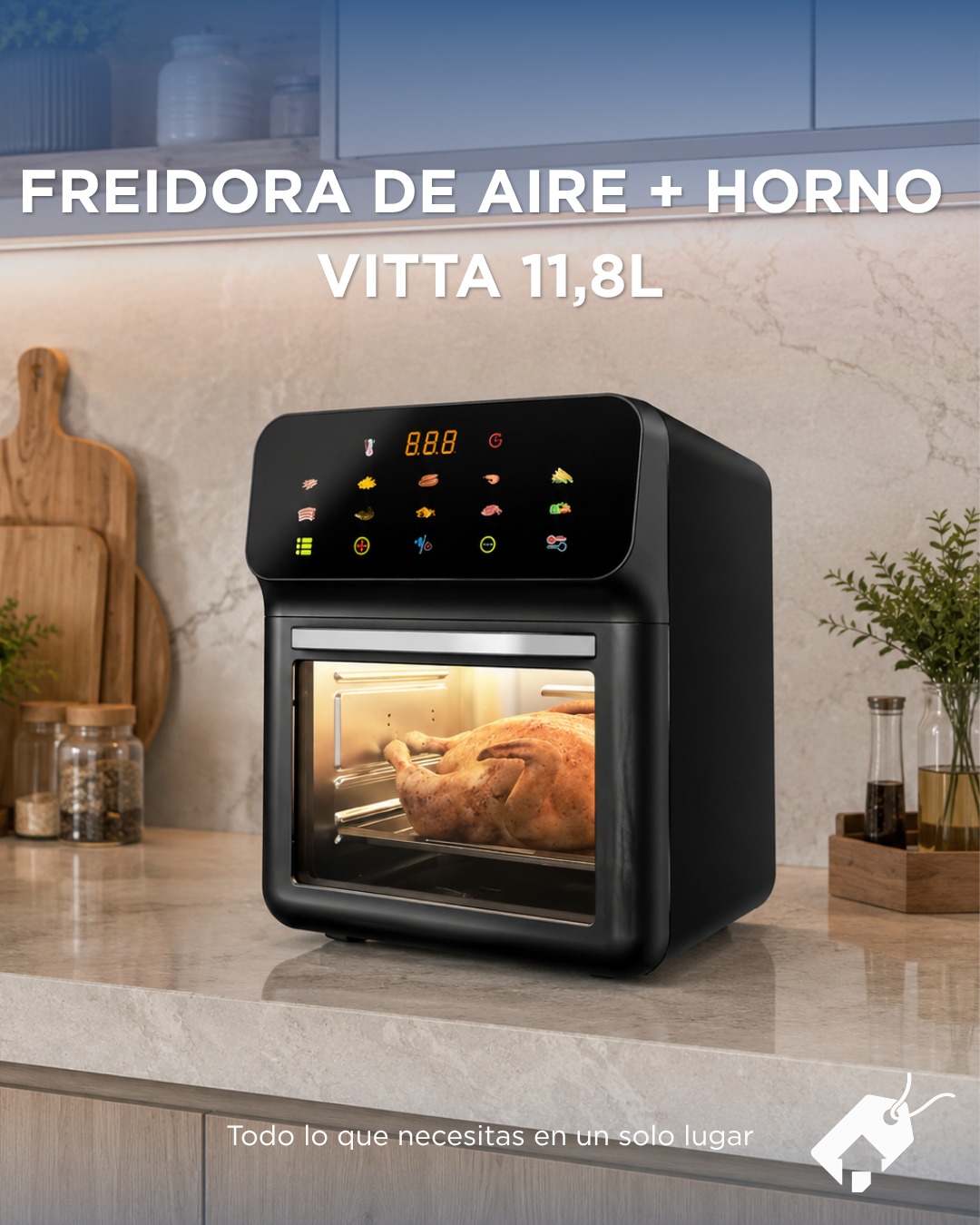 Freidora De Aire Vitta Sin Aceite 11 8 Litros 1600 Watts - Gris