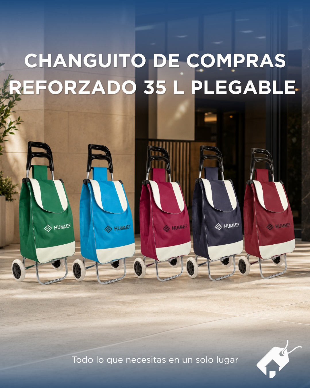 Changuito de Compras Reforzado 35 L Plegable Mercado y Hogar