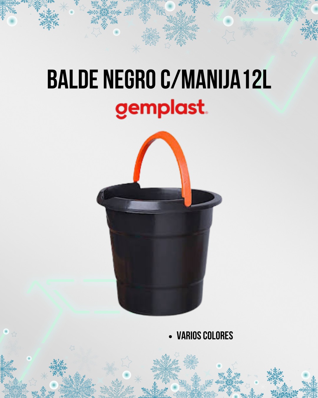 Balde Domiciliario Gemplast 12L Negro C Manija