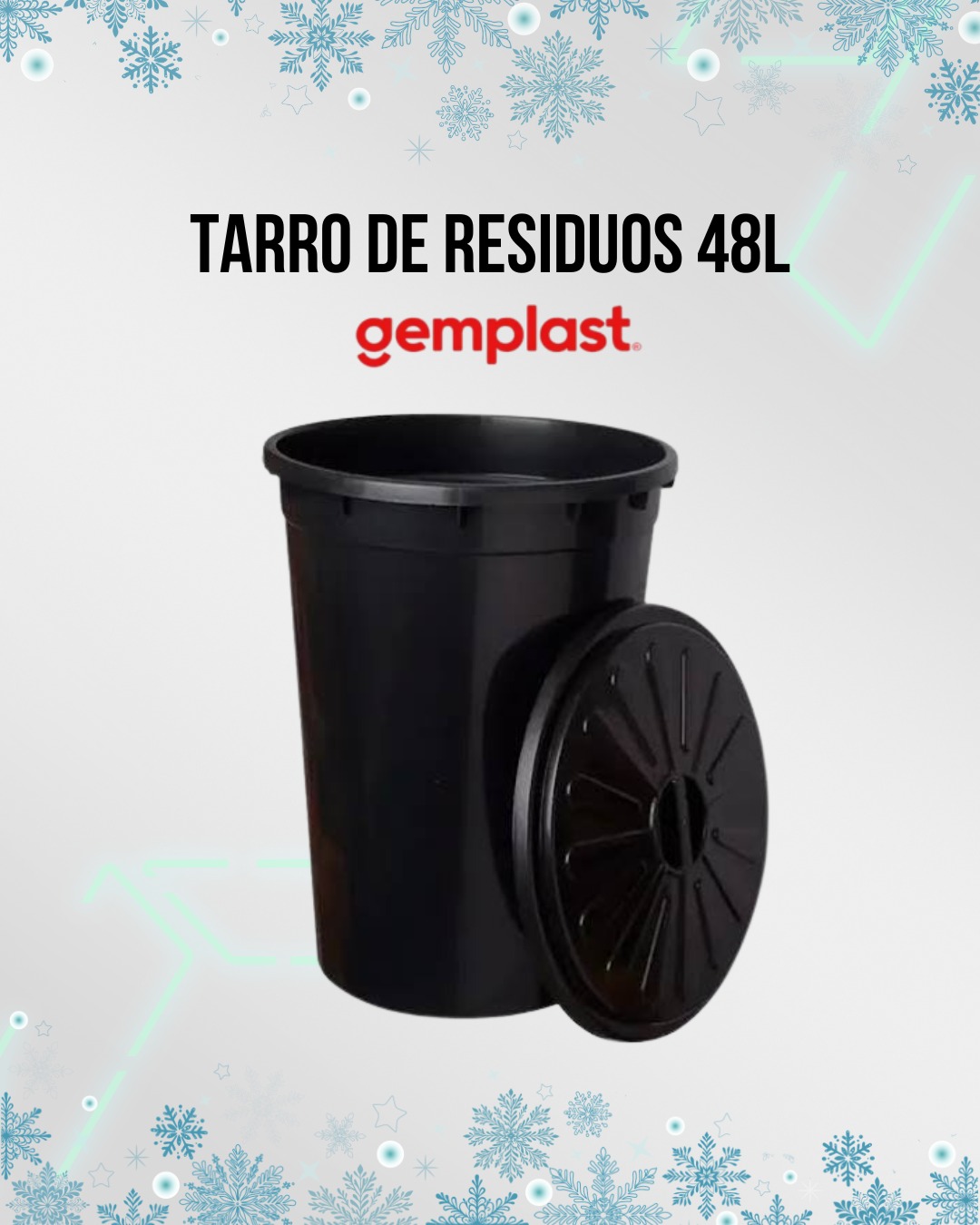 Tarro de Residuos Gemplast Negro 48L Con Tapa