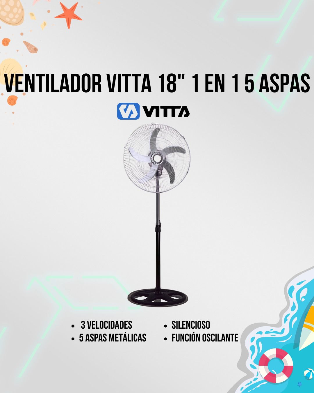 Ventilador Vitta 18" 1 en 1 5 Aspas VIT-FH2411