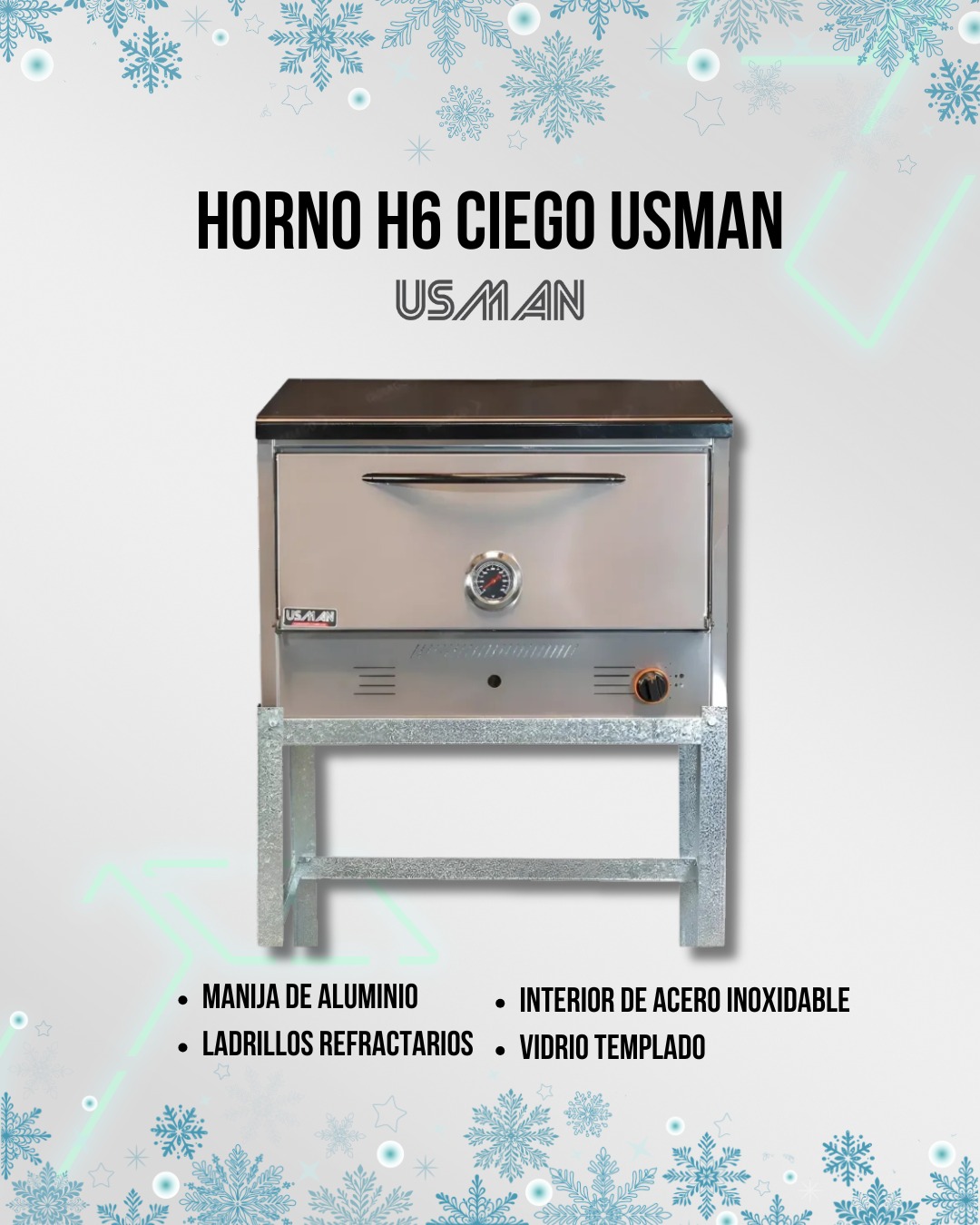 Horno Pizzero Usman Compact Industrial 6 Moldes Gris H6 (402)