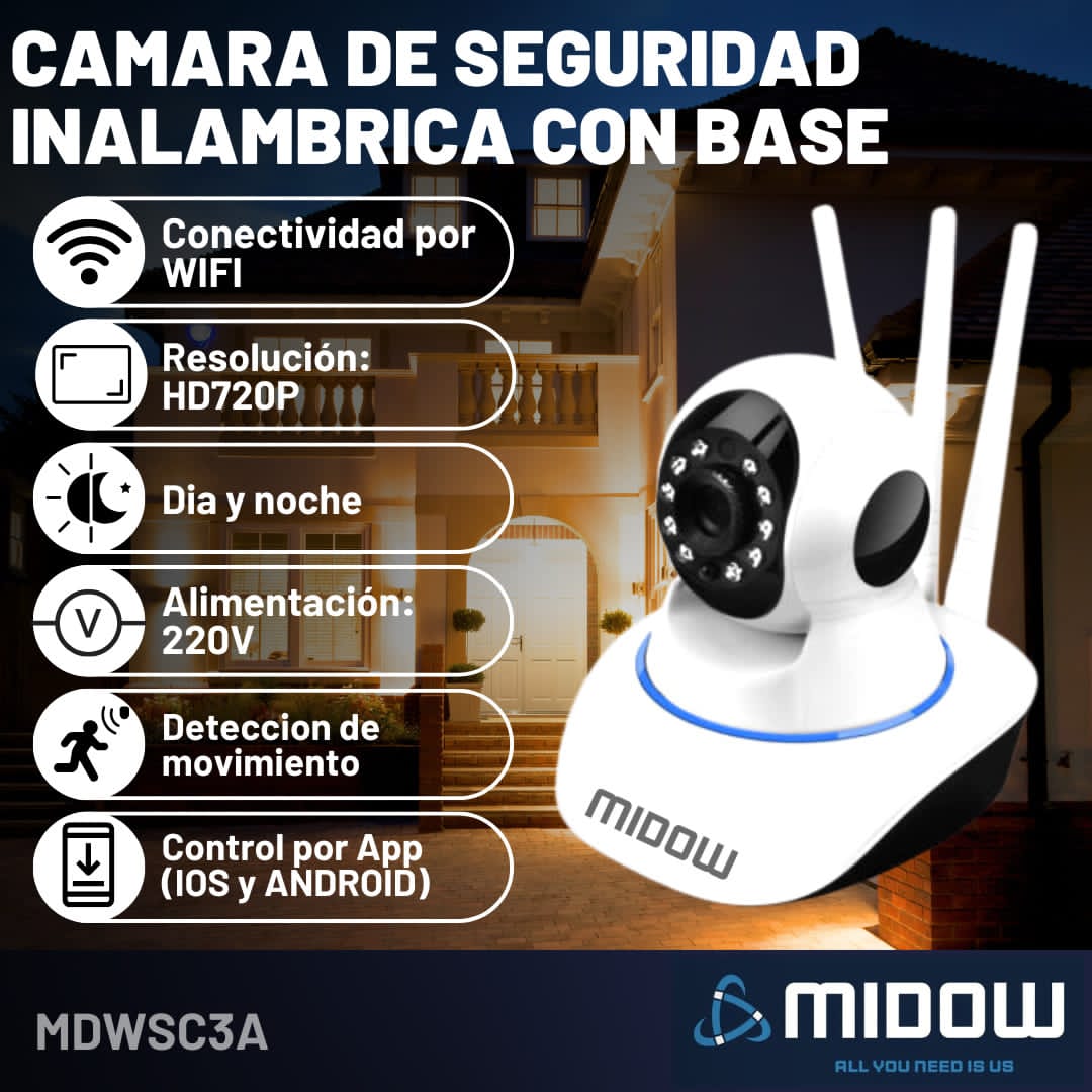 Cámara De Seguridad Midow Inalámbrica Con Base
