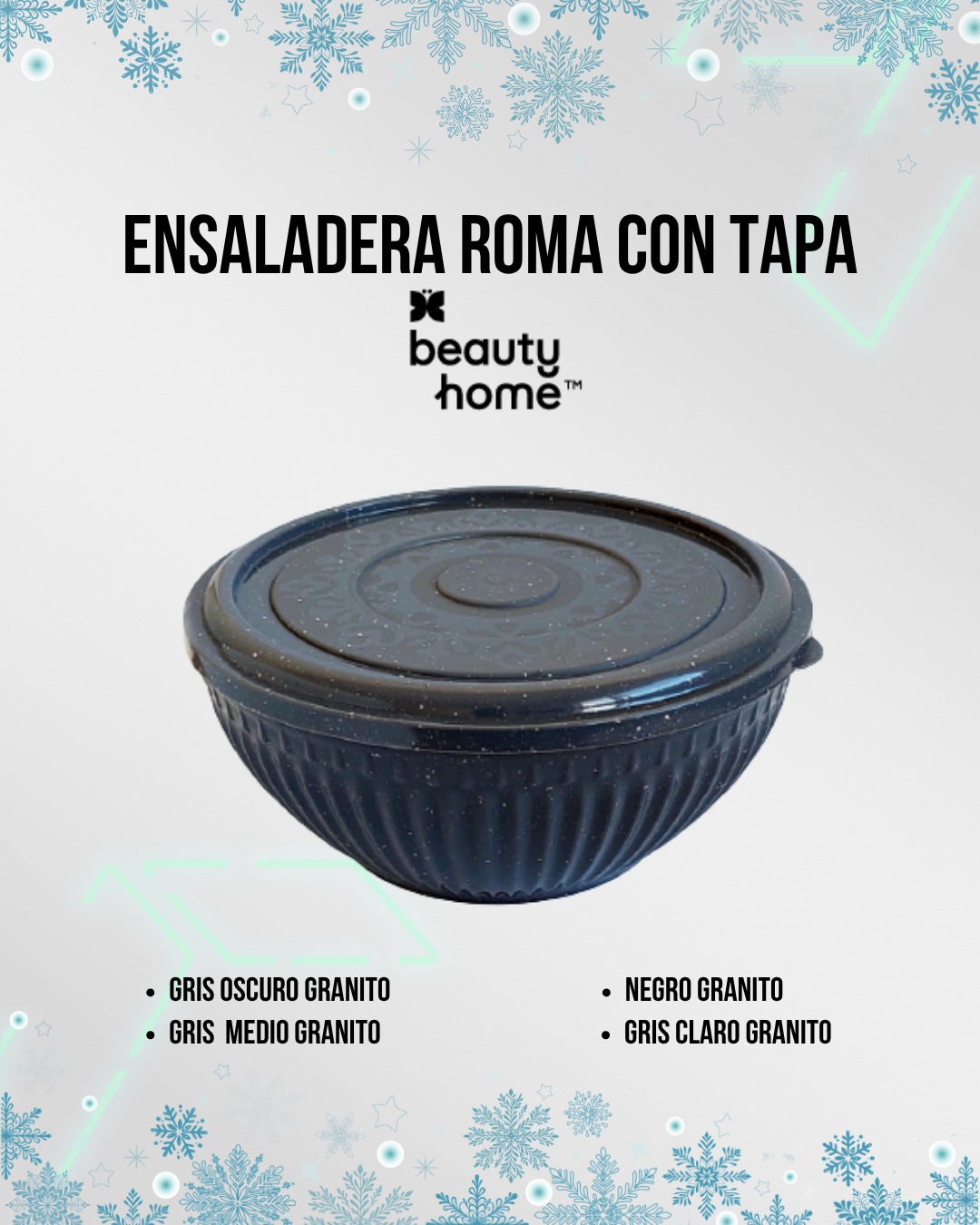 Ensaladera Mediano Roma Granito Con Tapa