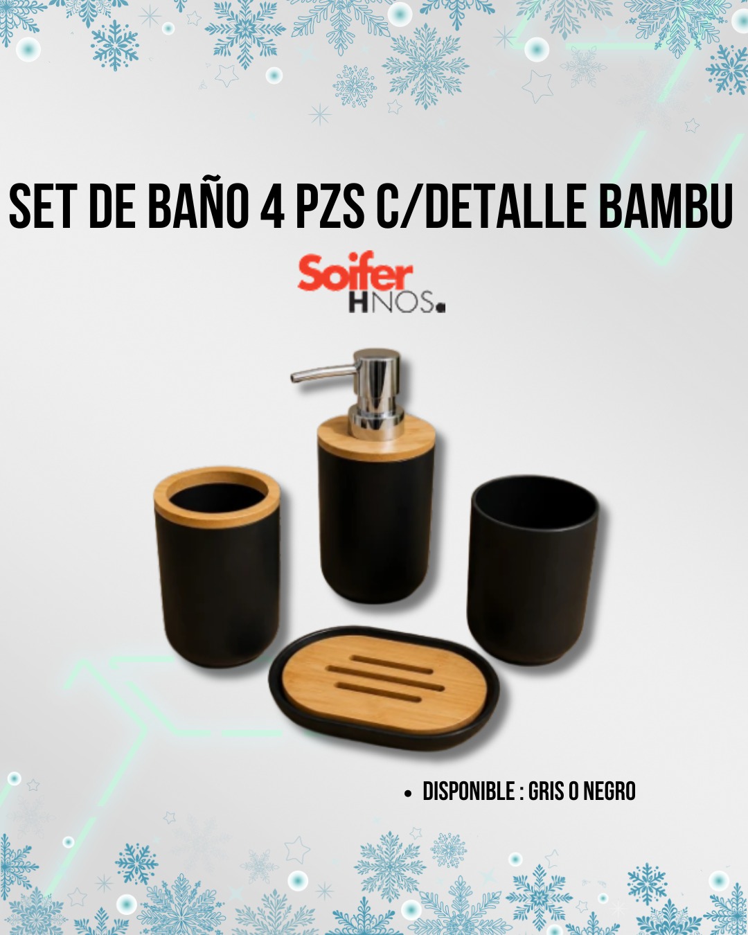 Set de Baño 4 piezas detalles de Bambú