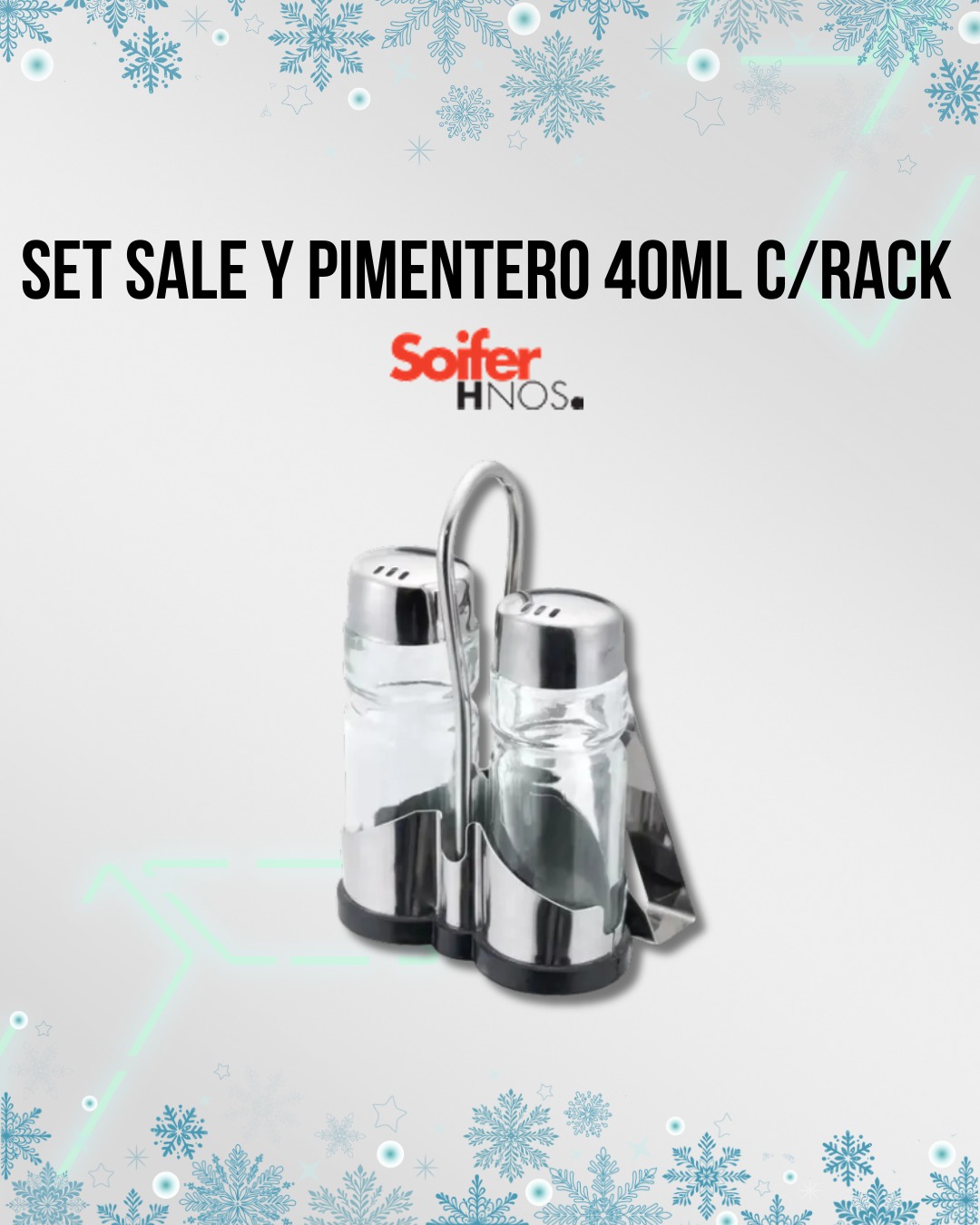 Set Salero y Pimentero 400 ml c/Rack