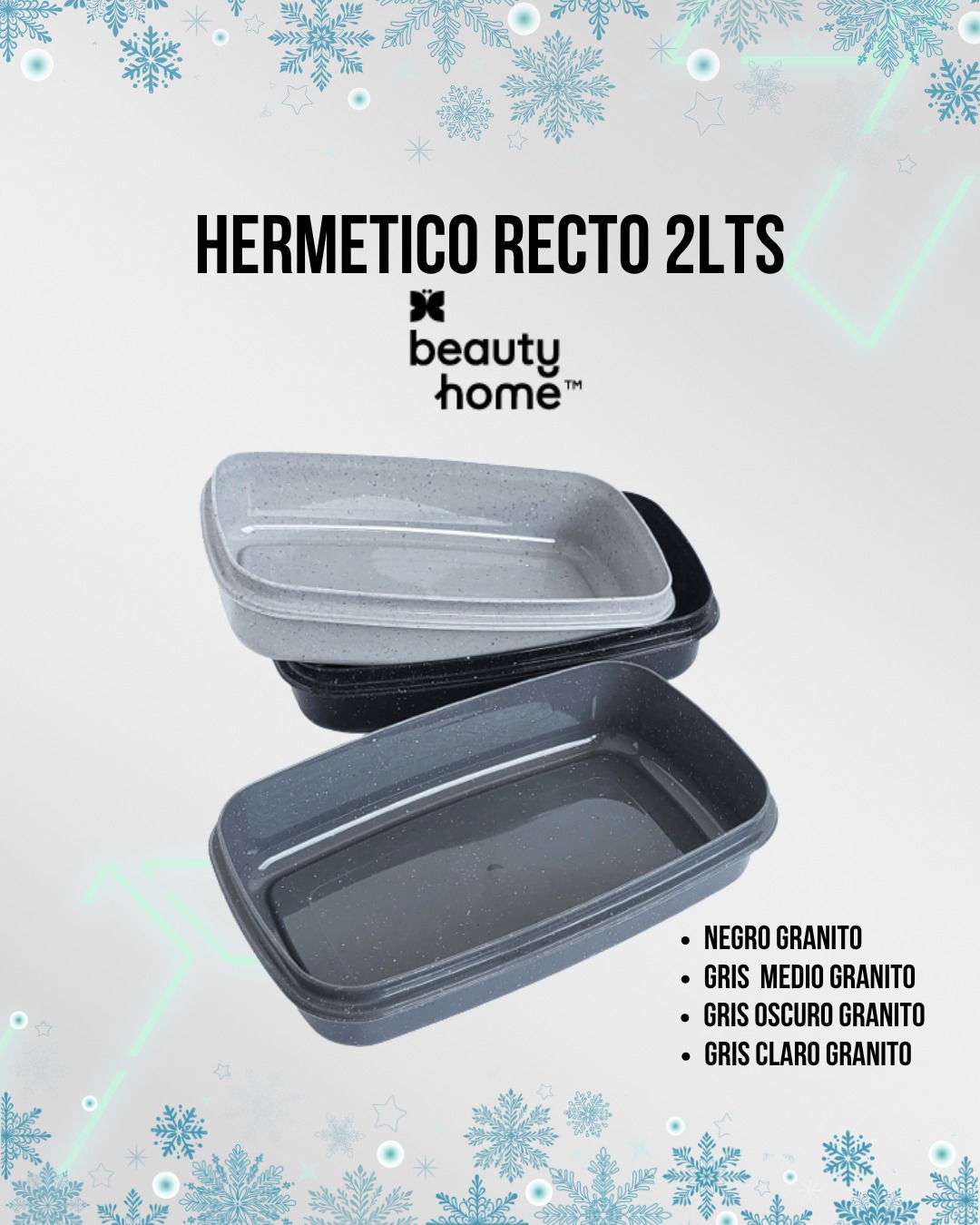Base Hermetico Rect. 2 Lts Granito