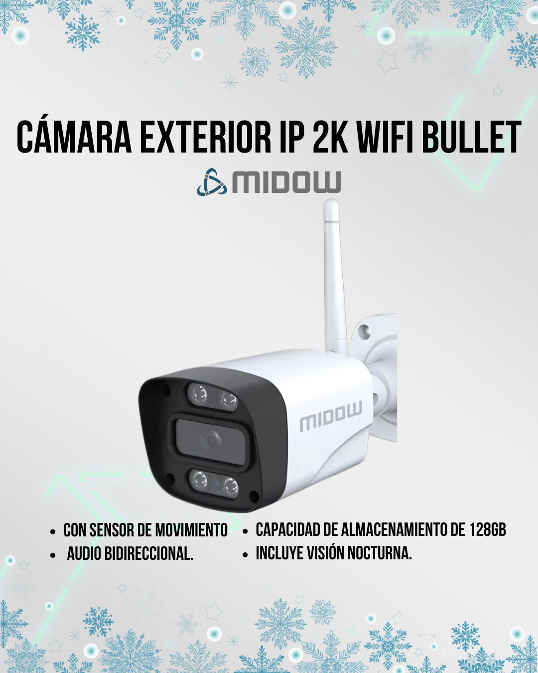 Cámara Midow Exterior IP 2K WIFI BULLET MDWSC1E