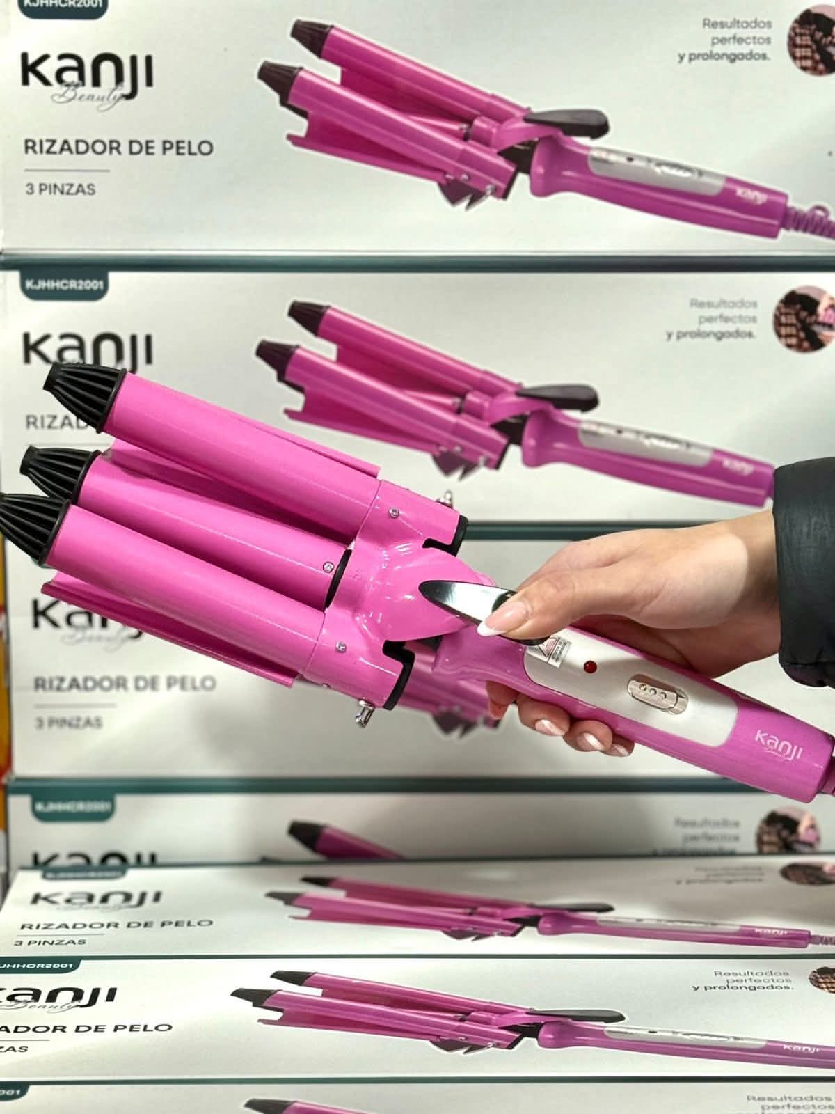 Rizador de Pelo Kanji Beauty 3 Pinzas Rosa 60W
