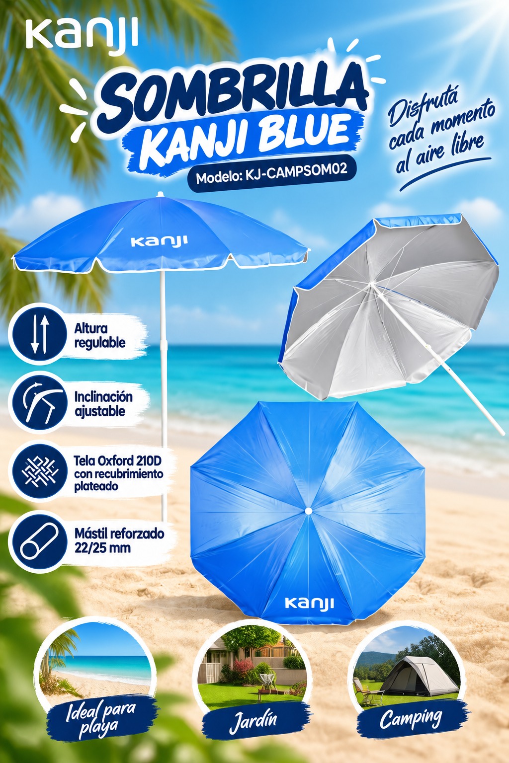 Sombrilla Kanji Blue Reclinable
