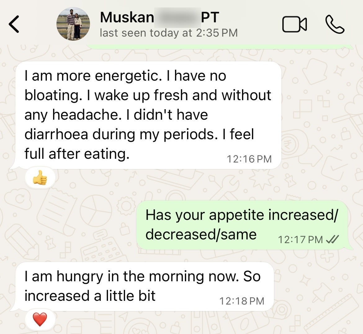 Muskan on her energy levels
