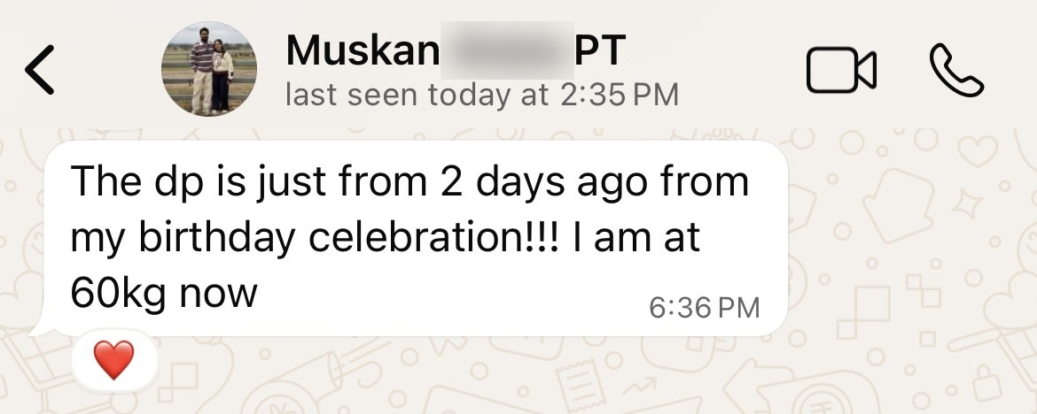 Message from Muskan