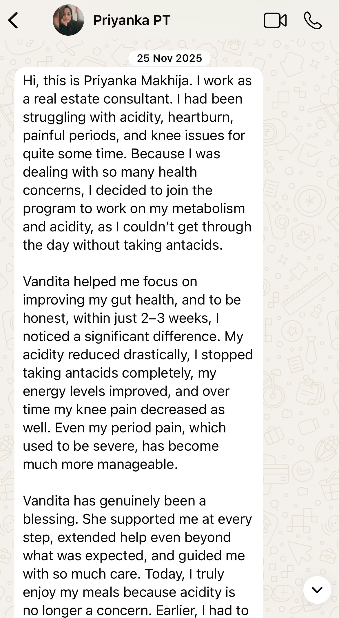 Message from Priyanka M