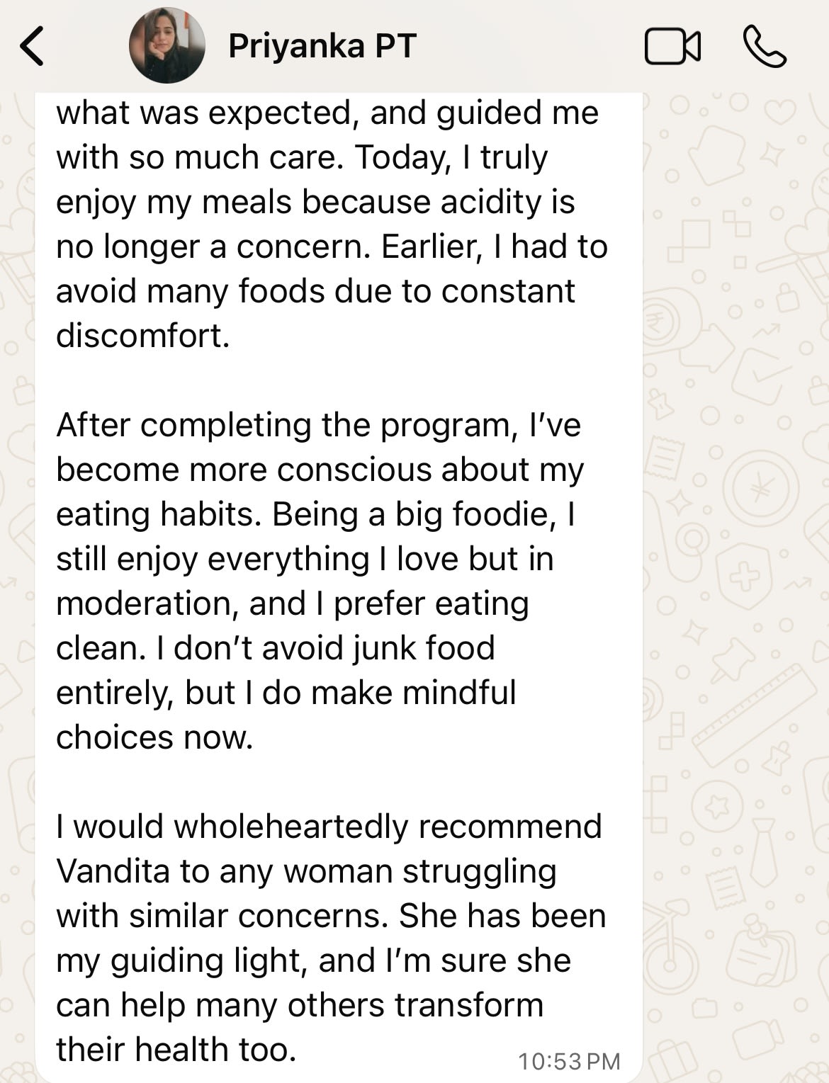 Message from Priyanka M