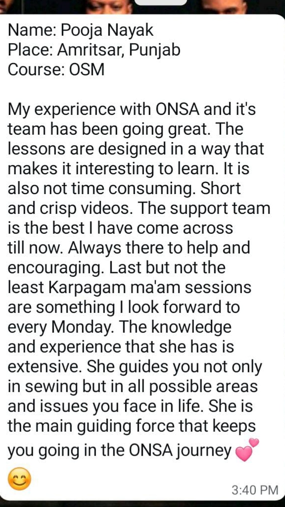 WhatsApp message from an ONSA student (2)