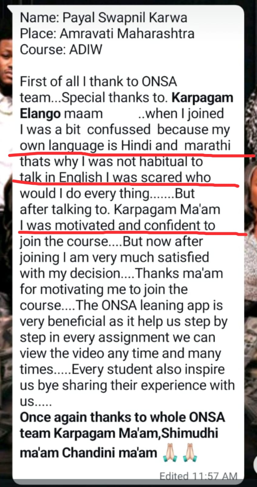 WhatsApp message from an ONSA student (4)