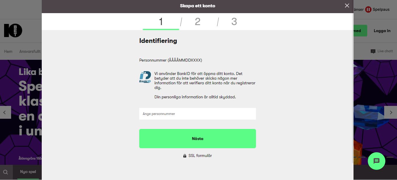 10Bet casino Registreringen