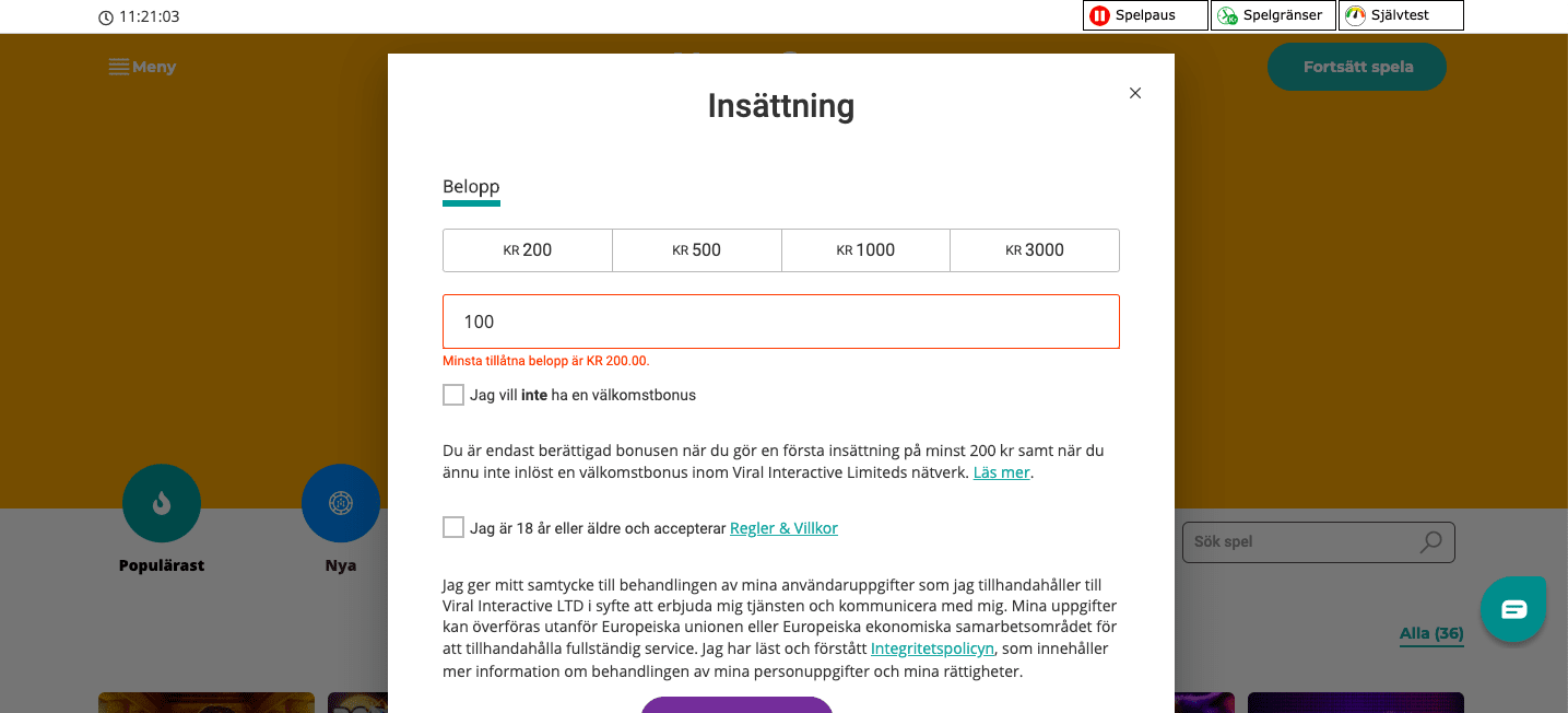 nano casino insättning