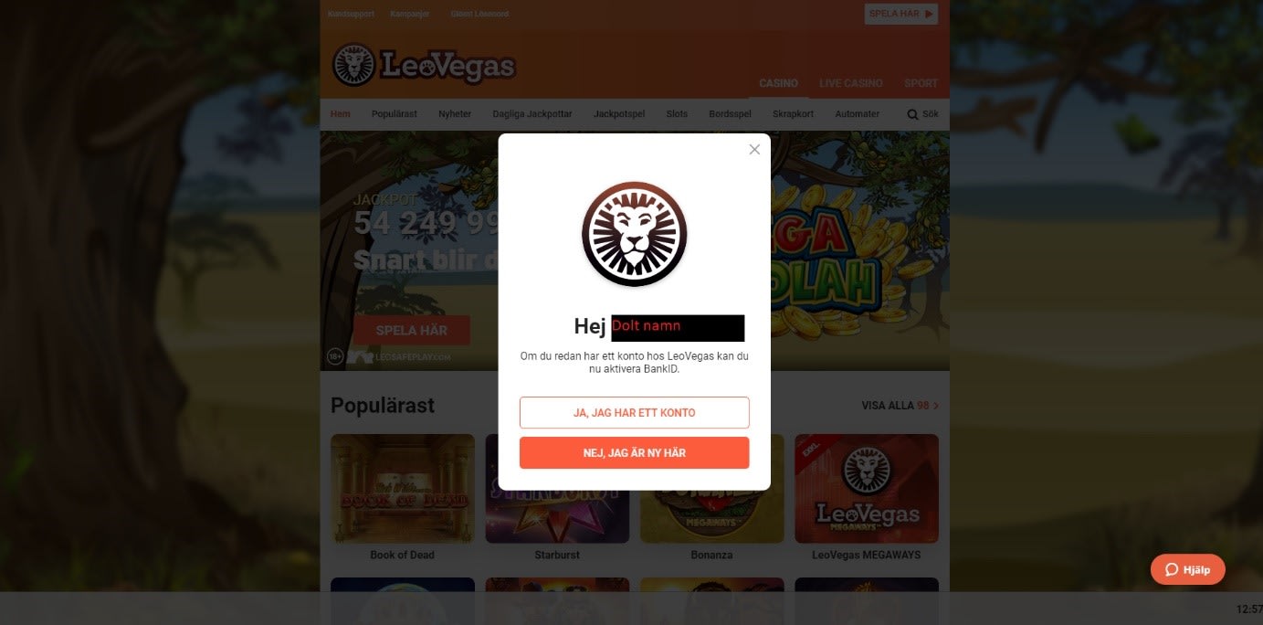 Registrering hos Leo Vegas