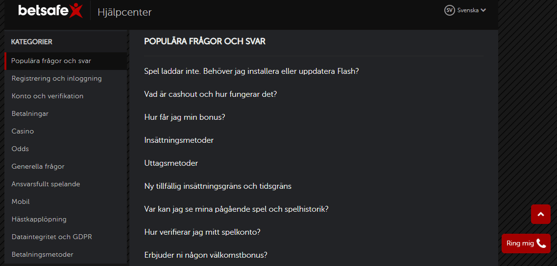 Hjälpsida Betsafe