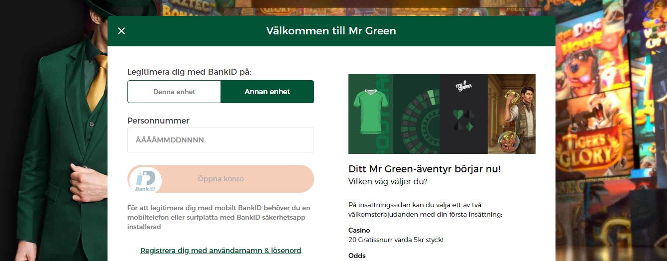 mr green registrering