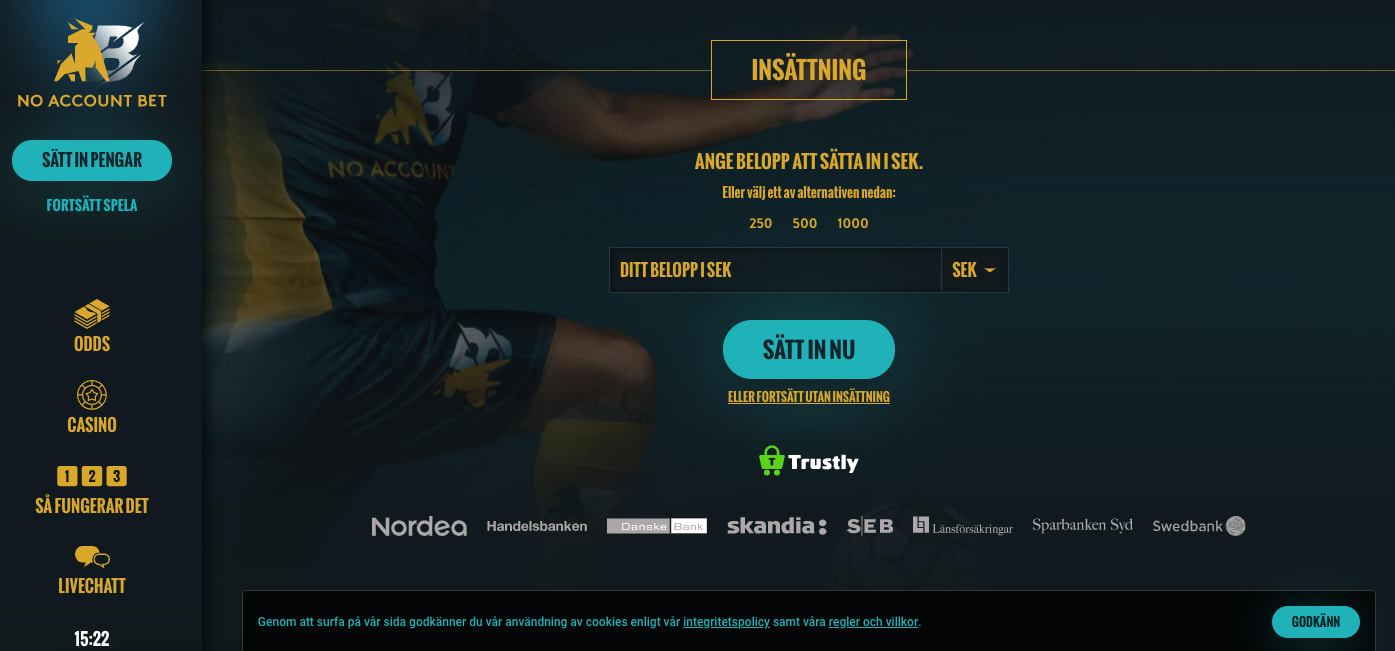 no account bet insattning