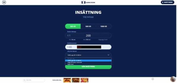 Casinoroom Insättningen
