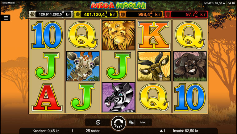 Mega Moolah spelplan