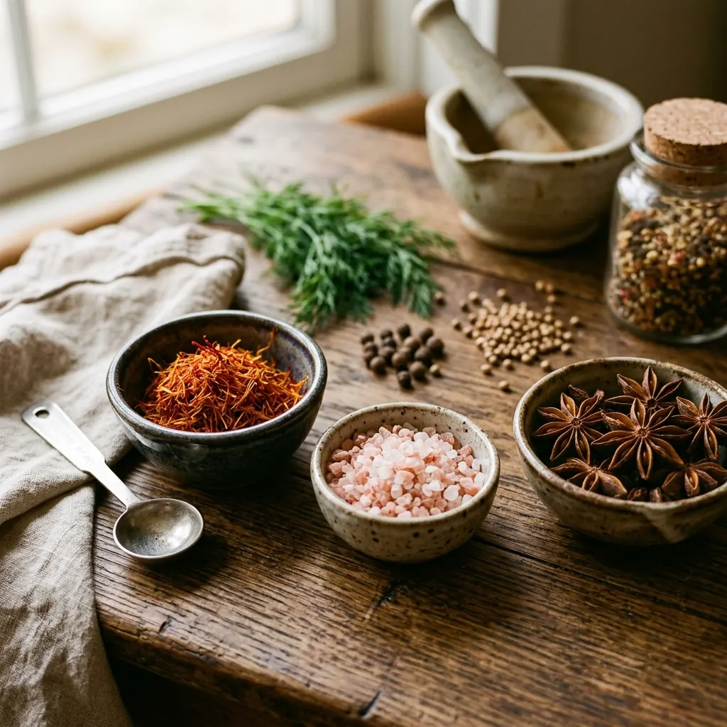 Saffron and spices used in the Boat Seafood kitchen