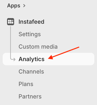 Screenshot of the Instafeed Analytics page.