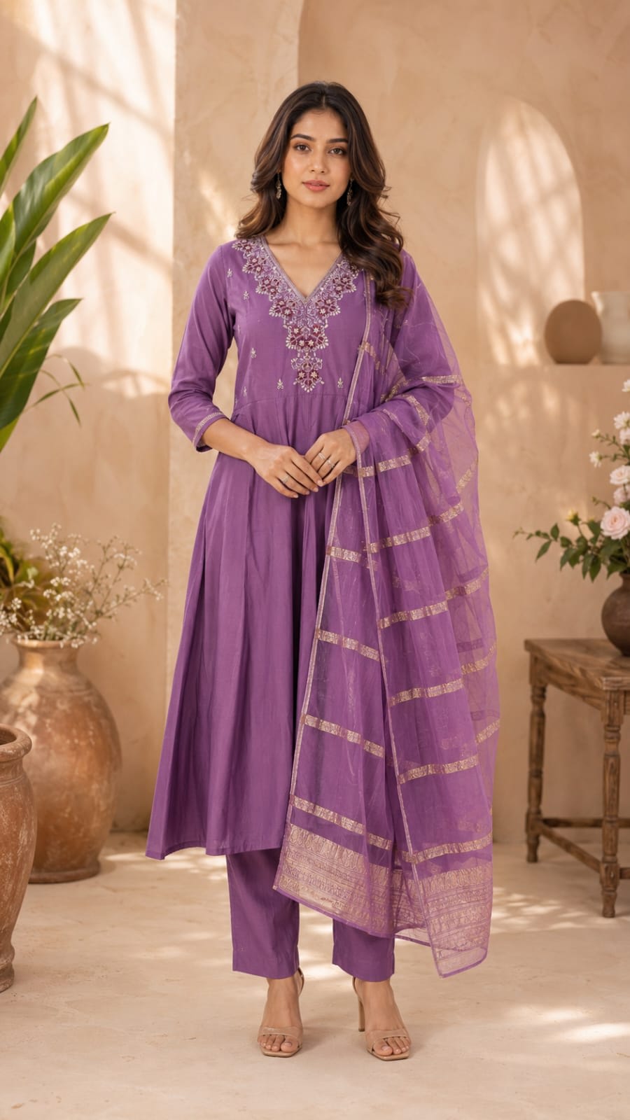 V-neck Kurta Set thumbnail 2