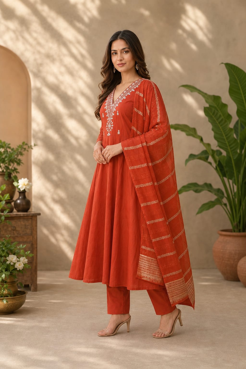 V-neck Kurtha Set thumbnail 3
