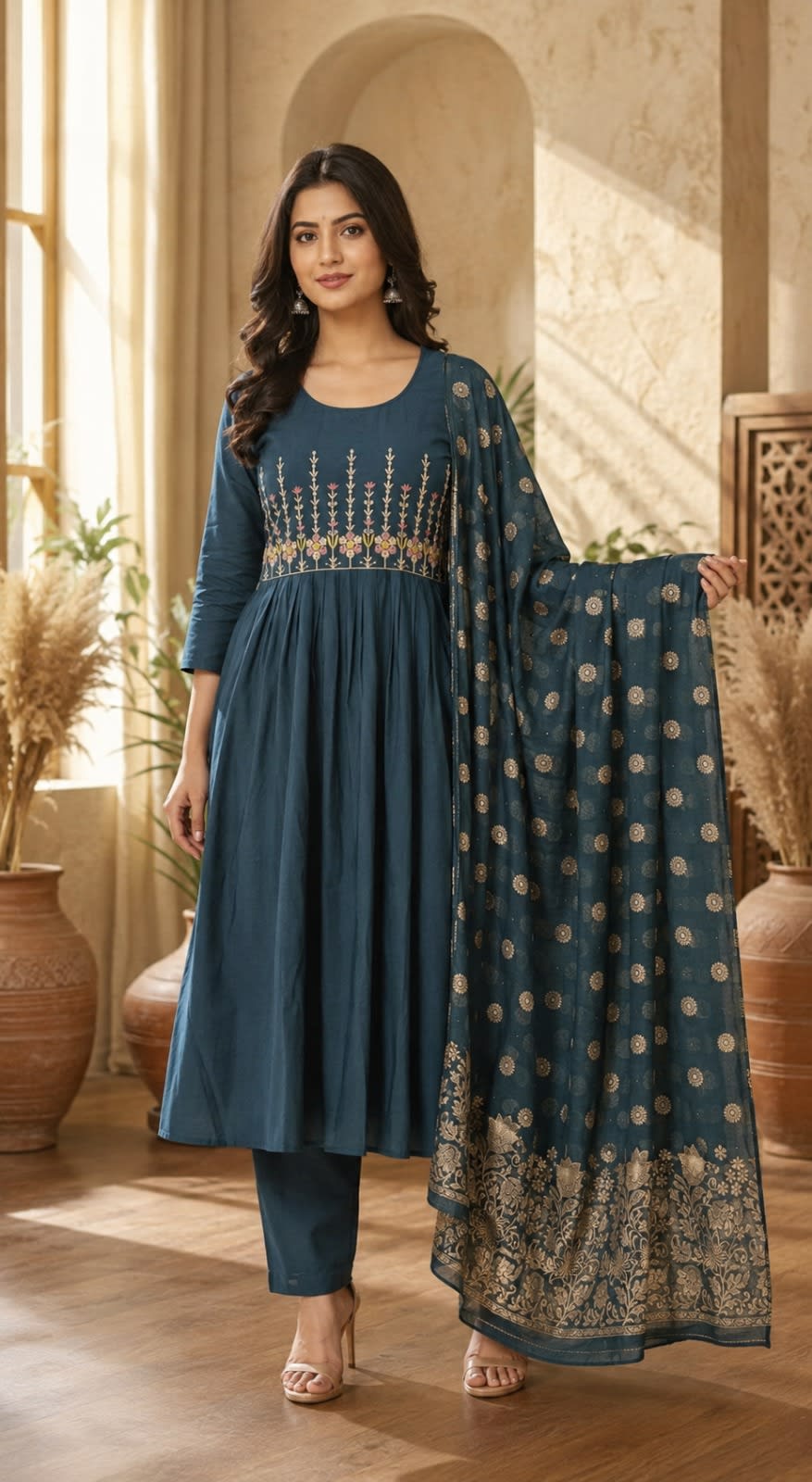 Floral Embroidered Kurti Set thumbnail 2