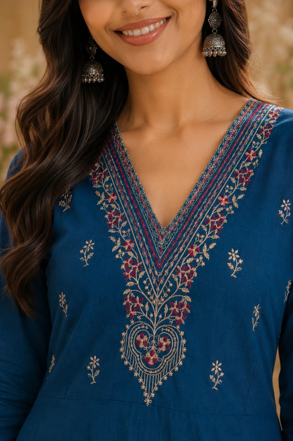 Anarkali Kurti Set– Teal Blue thumbnail 3