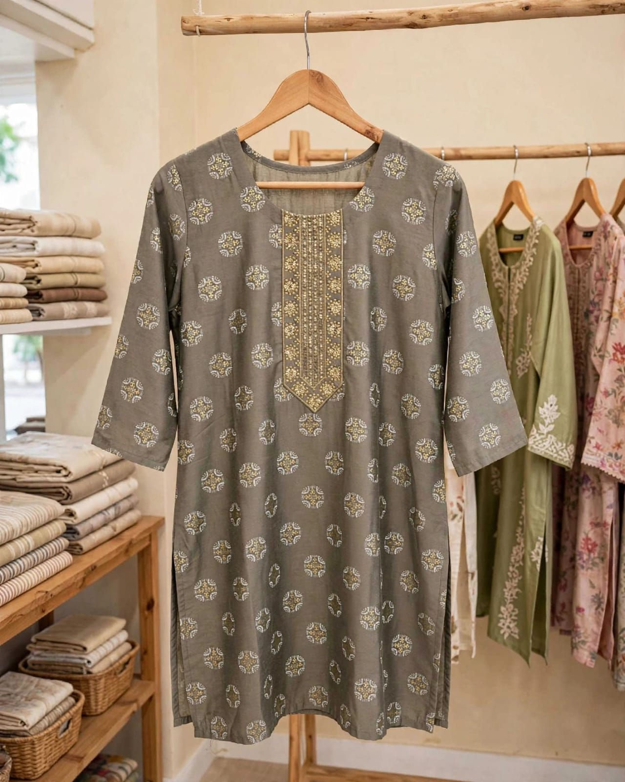 Olive Grace Printed Short Kurti thumbnail 3
