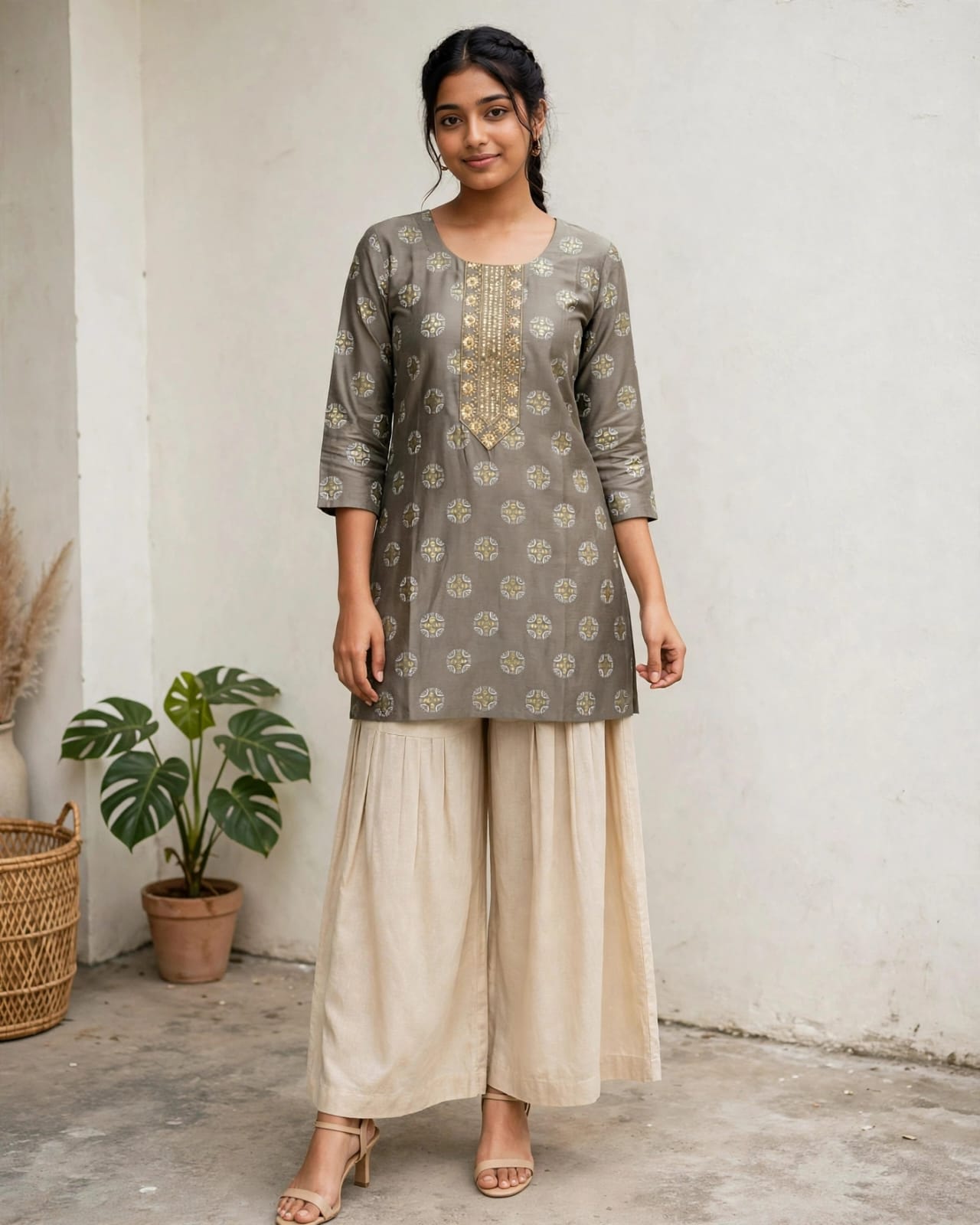 Olive Grace Printed Short Kurti