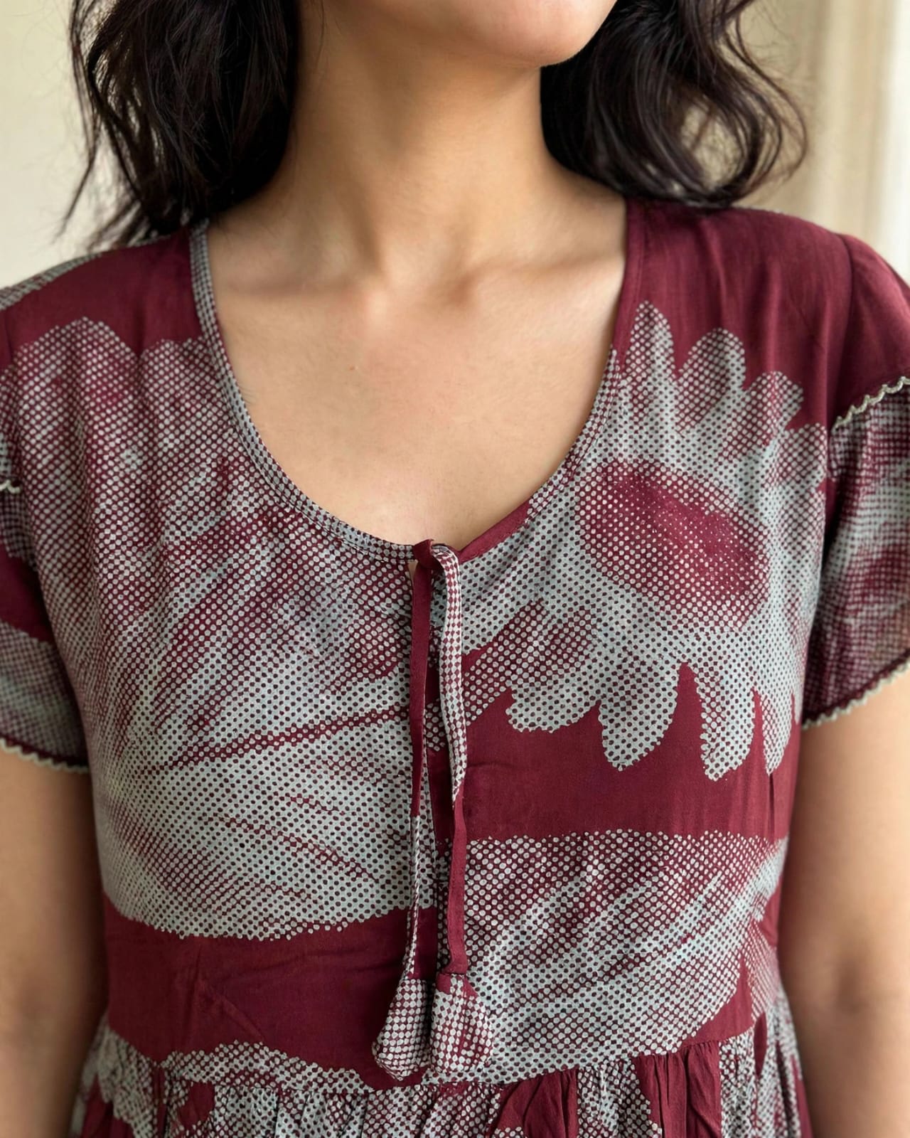 Maroon Printed Butterfly Sleeve Maxi thumbnail 4