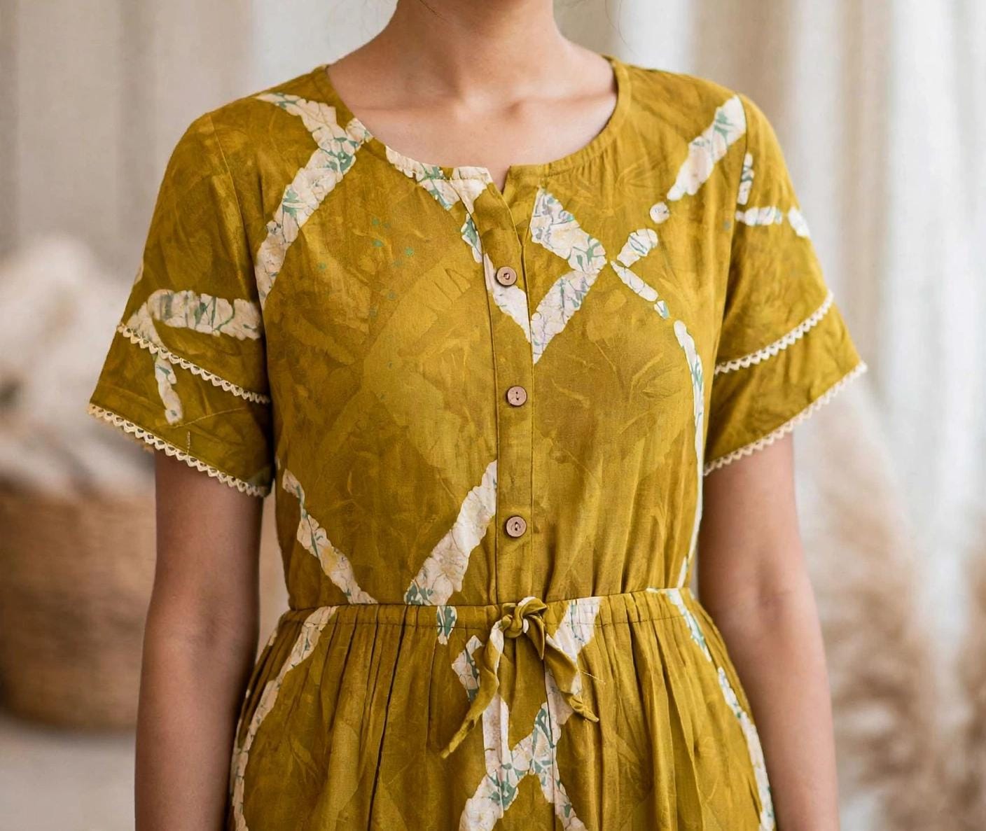 Mustard Yellow Printed Butterfly Sleeve Maxi Dress thumbnail 2