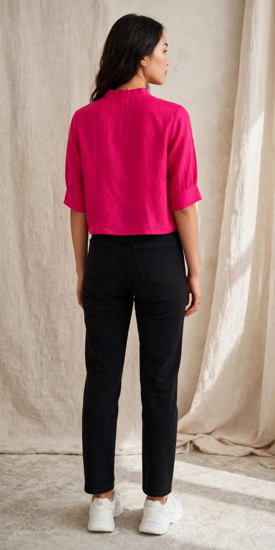 Pink Embroidered Half Sleeve Western Top thumbnail 4