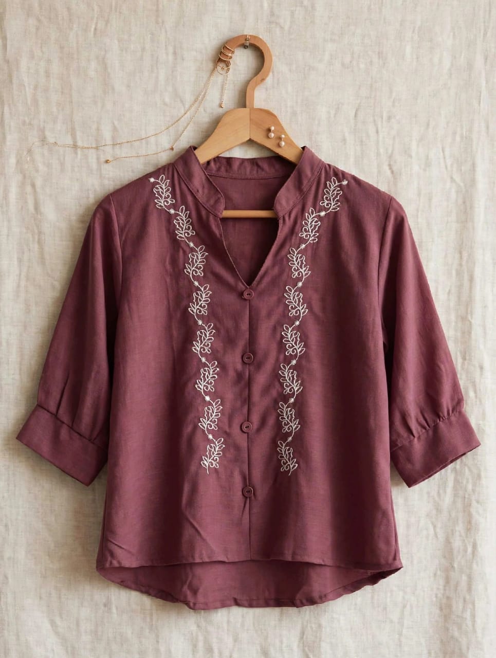 Mauve Embroidered Western Top thumbnail 2