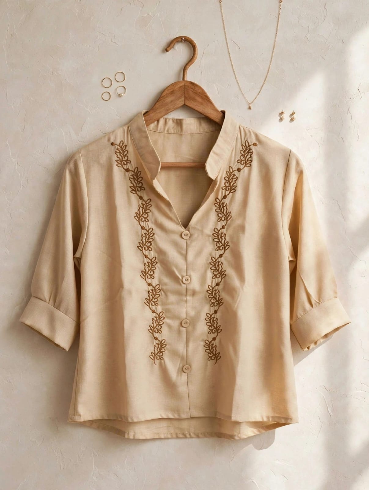 Cream Embroidered Western Top thumbnail 3
