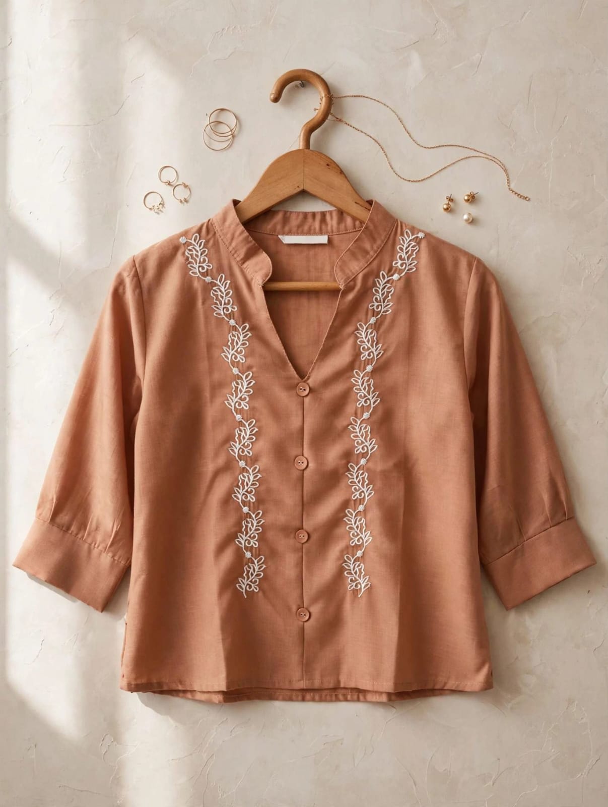 Peach Embroidered Western Top thumbnail 2