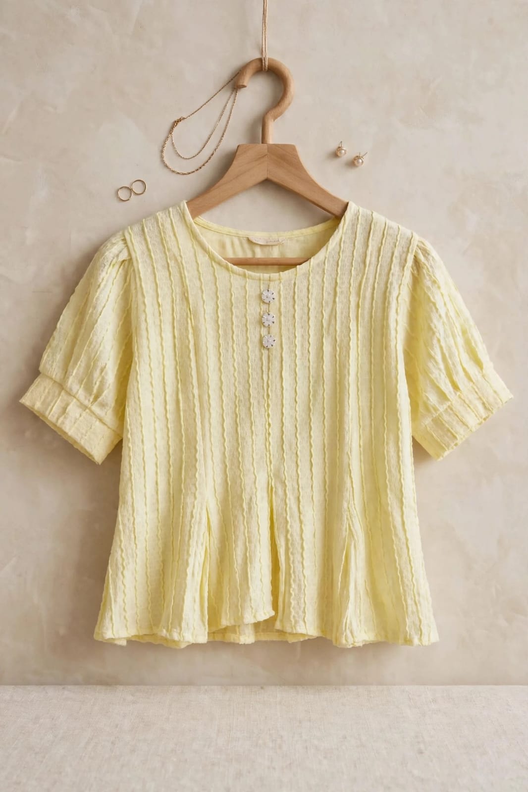 Light Yellow Textured Western Top thumbnail 1