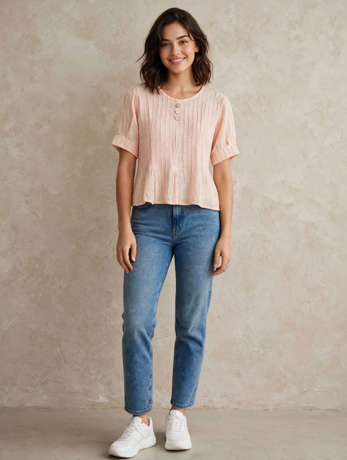 Light Peach Textured Western Top thumbnail 3